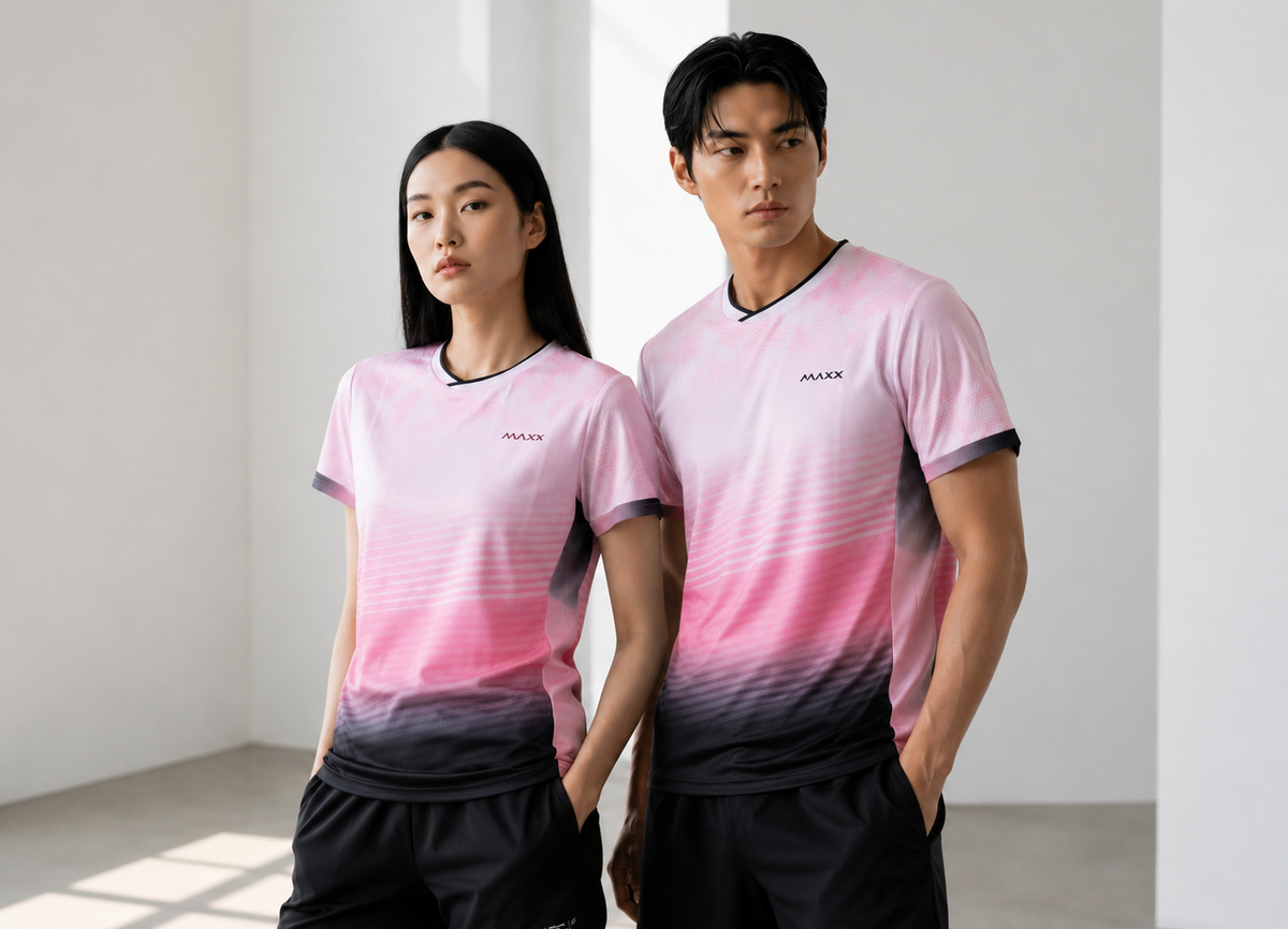 MAXX MKTOU003 Unisex Badminton T-Shirt - White/Pink