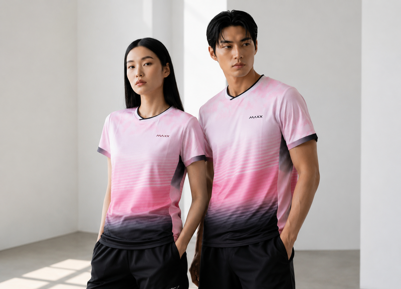 MAXX MKTOU003 Unisex Badminton T-Shirt - White/Pink